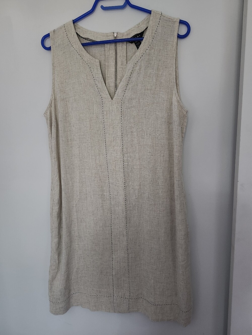 Tribal Linen Blend Midi Dress, Relaxed Fit Sleeveless V-Neck Boho Beach